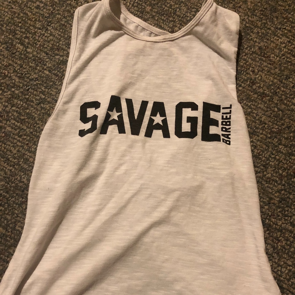 SAVAGE Barbell White Muscle Tank
